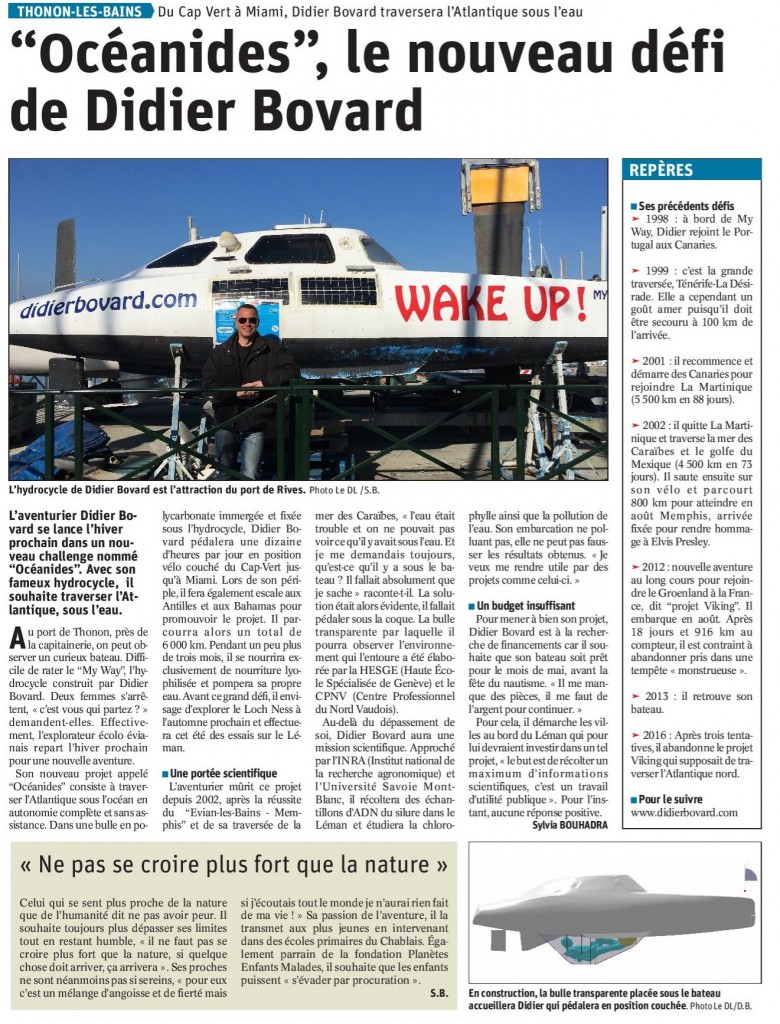 Article dans le Dauphiné Libéré du 12 février.